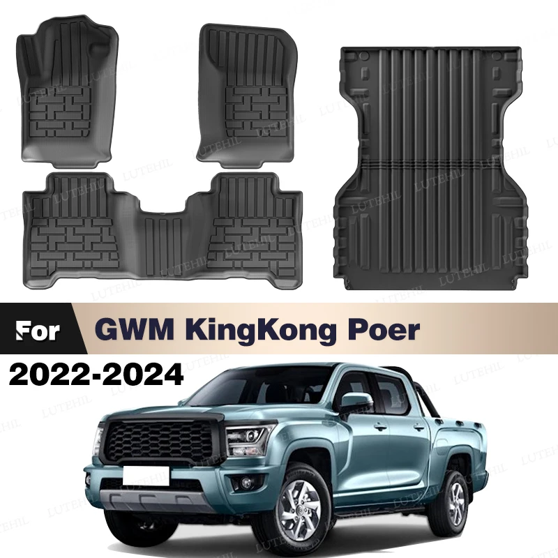 

LUTEHIL For GWM KingKong Poer 2022-2024 2023 Custom All-Weather TPE Floor Mat Trunk Mat Carpet Cover Auto Interior Accessories
