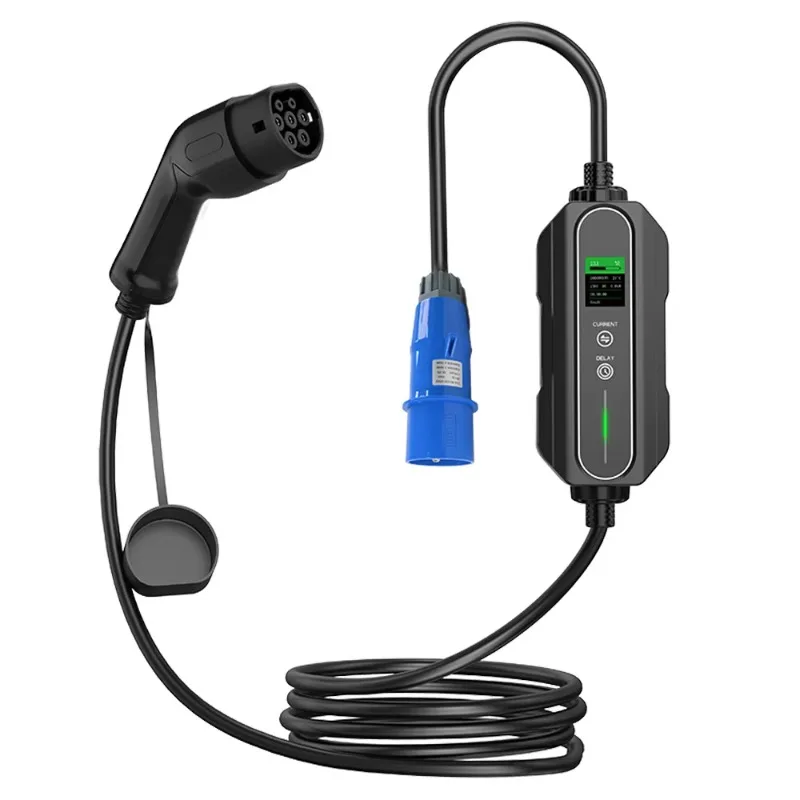 

Портативная зарядная станция для электромобилей 11 кВт, трехфазная, Тип 2, 16А, регулируемая, настенная