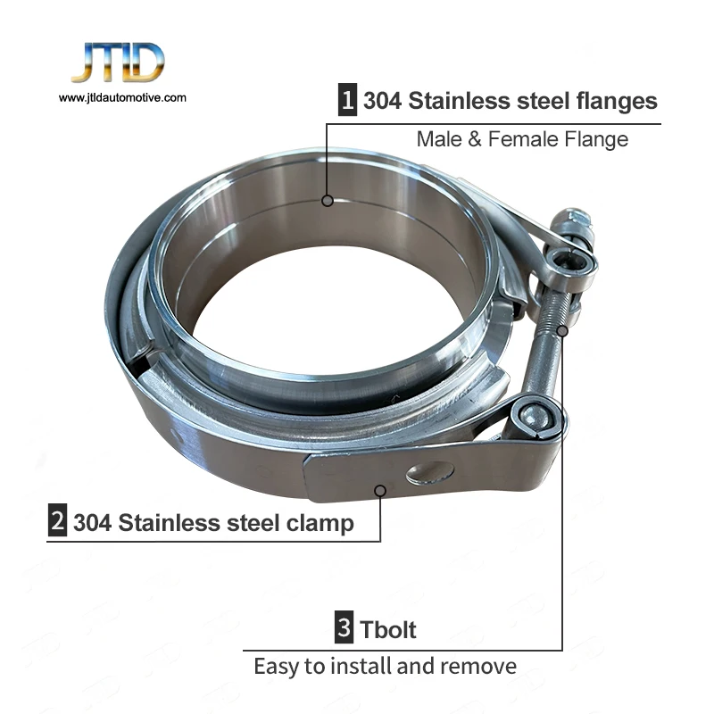 

JTLD Heavy Duty V-Band Clamp with M/F Flanges Kit 304 Stainless Steel 5" Inch Standard V Band Assembly