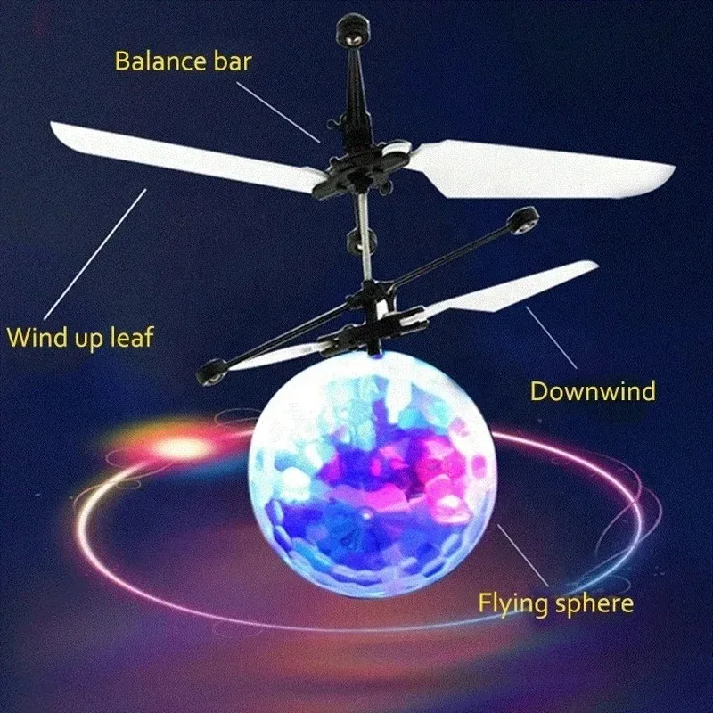 Suspended Crystal Flying Ball Infrared Induction Gesture Control Colorful Luminous Toys Flying Unique Gifts for Friends.
