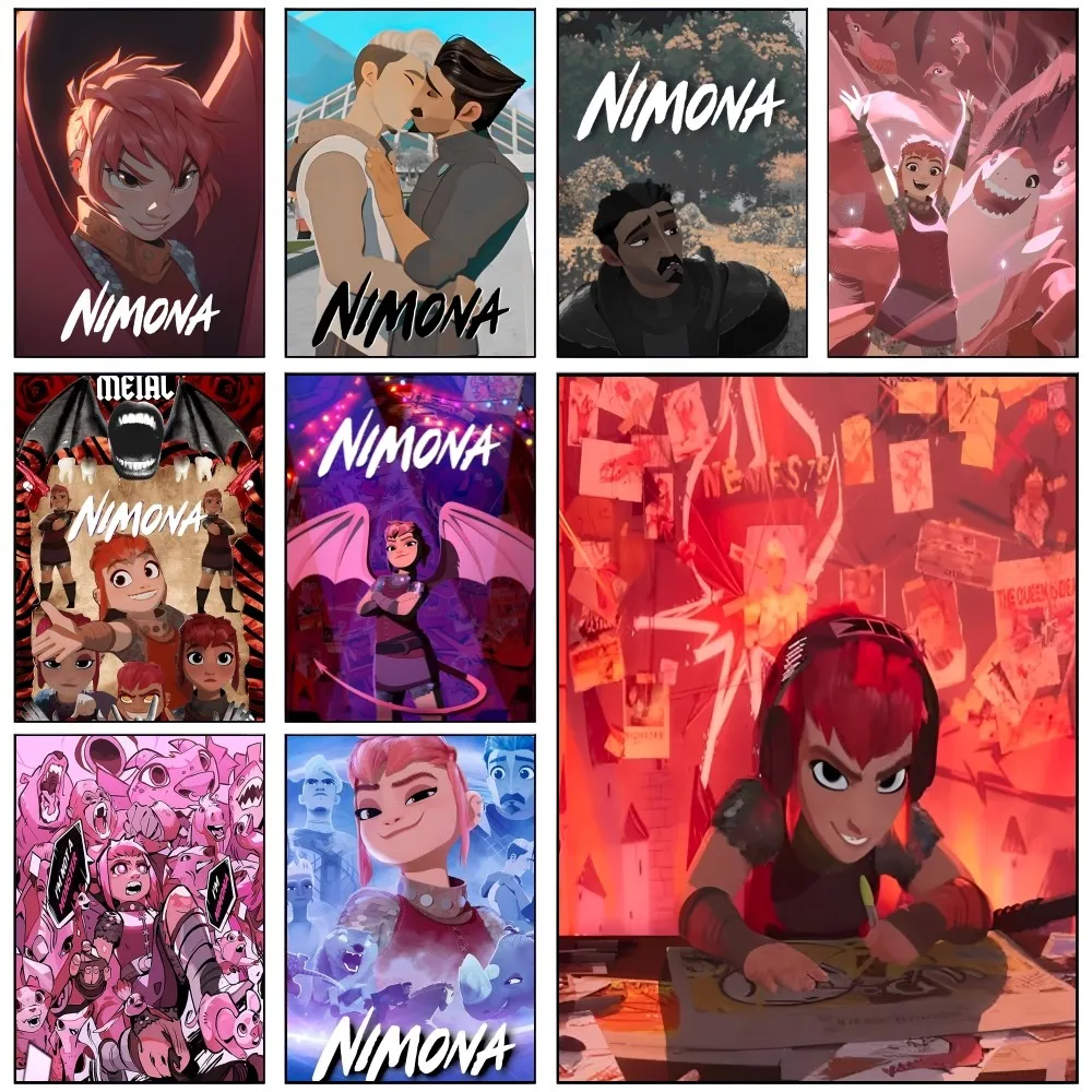 

1PC Anime NIMONA Poster Self-adhesive Art Waterproof Paper Sticker Coffee House Bar Room Wall Decor