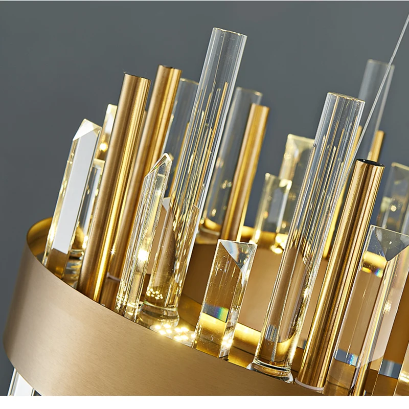 

Modern Crystal Chandelier For Living Room Round LED Cristal Light Bedroom Decor Gold/Black Hanging Light Fixtures