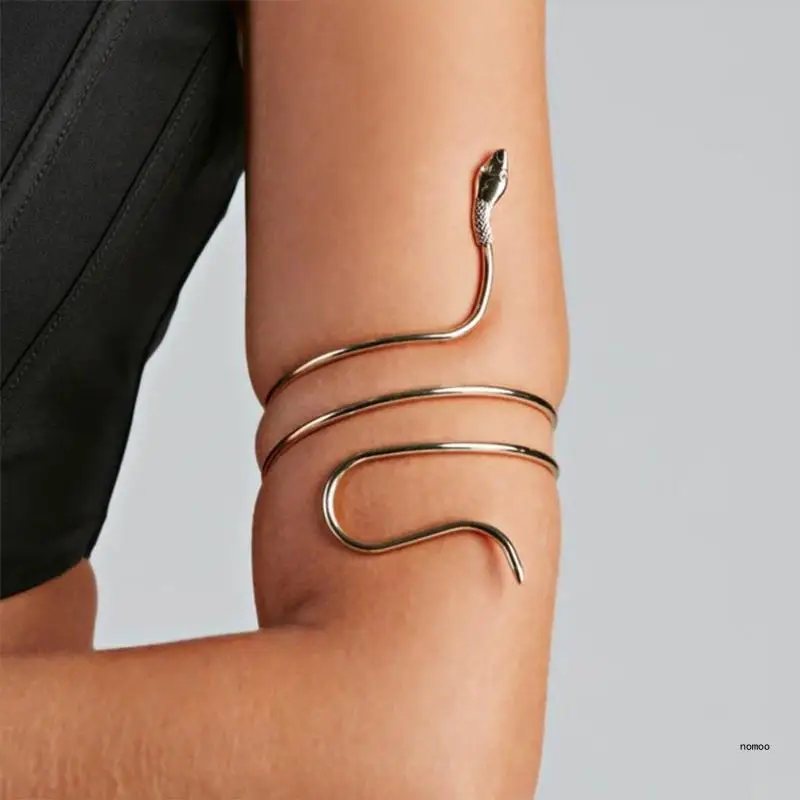 Mean serpente gótico braço manguito cobra-forma redemoinho corpo ouro/prata armlet braçadeira balançando maliciosa armlet