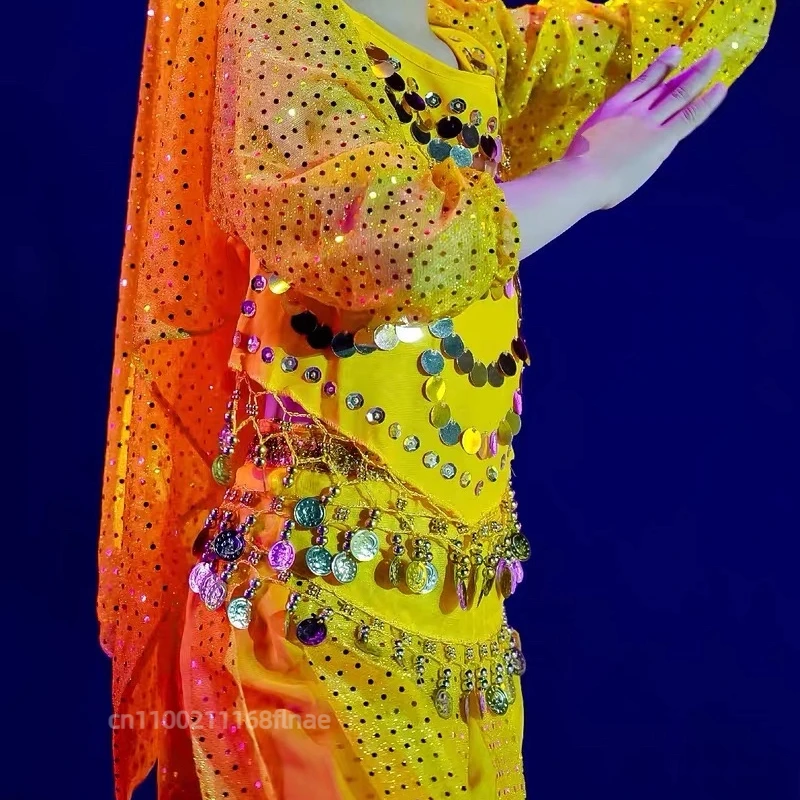 Carnival Girl Belly Dance Costume, Indian Party Stage Performance Set, Children's Arabic Belly Dance Costume, Skirt Set