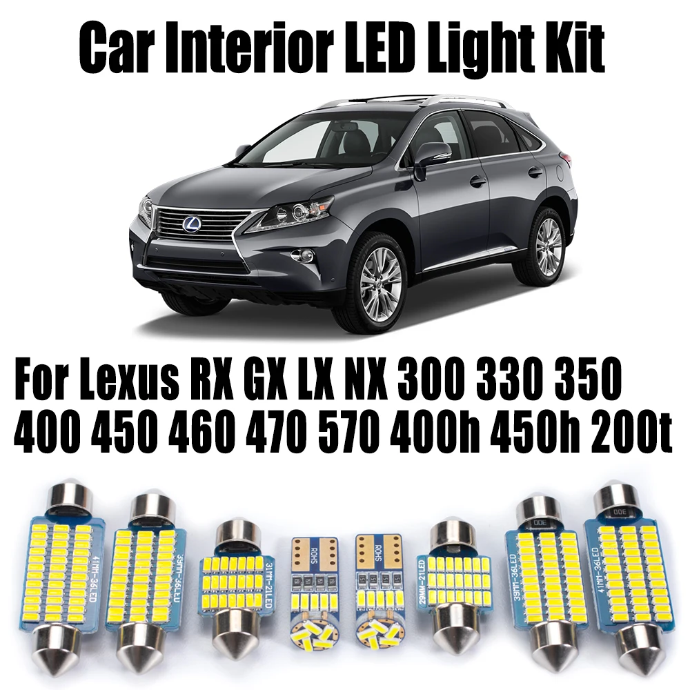 For Lexus RX GX LX NX 300 330 350 400 450 460 470 570 400h 450h 200t Car Door Vanity Mirror Lamp LED Interior Map Dome Light Kit