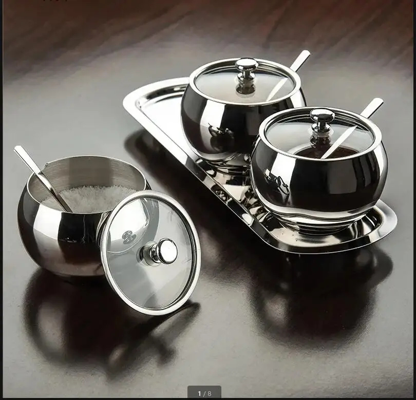 

Stainless Steel Spice Jar Seasoning Box Container Condiment Bottle Kitchen Supplies Salt Shaker