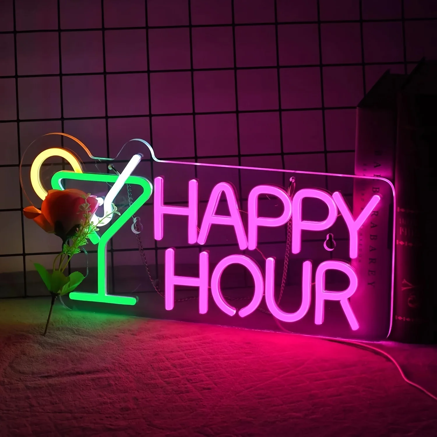 Cocktails Happy Hour Neon Sign For Wall Decor With Dimmable LED Neon Signs Bedroom Beer Bar Neon Light Sign Hotel Party Club