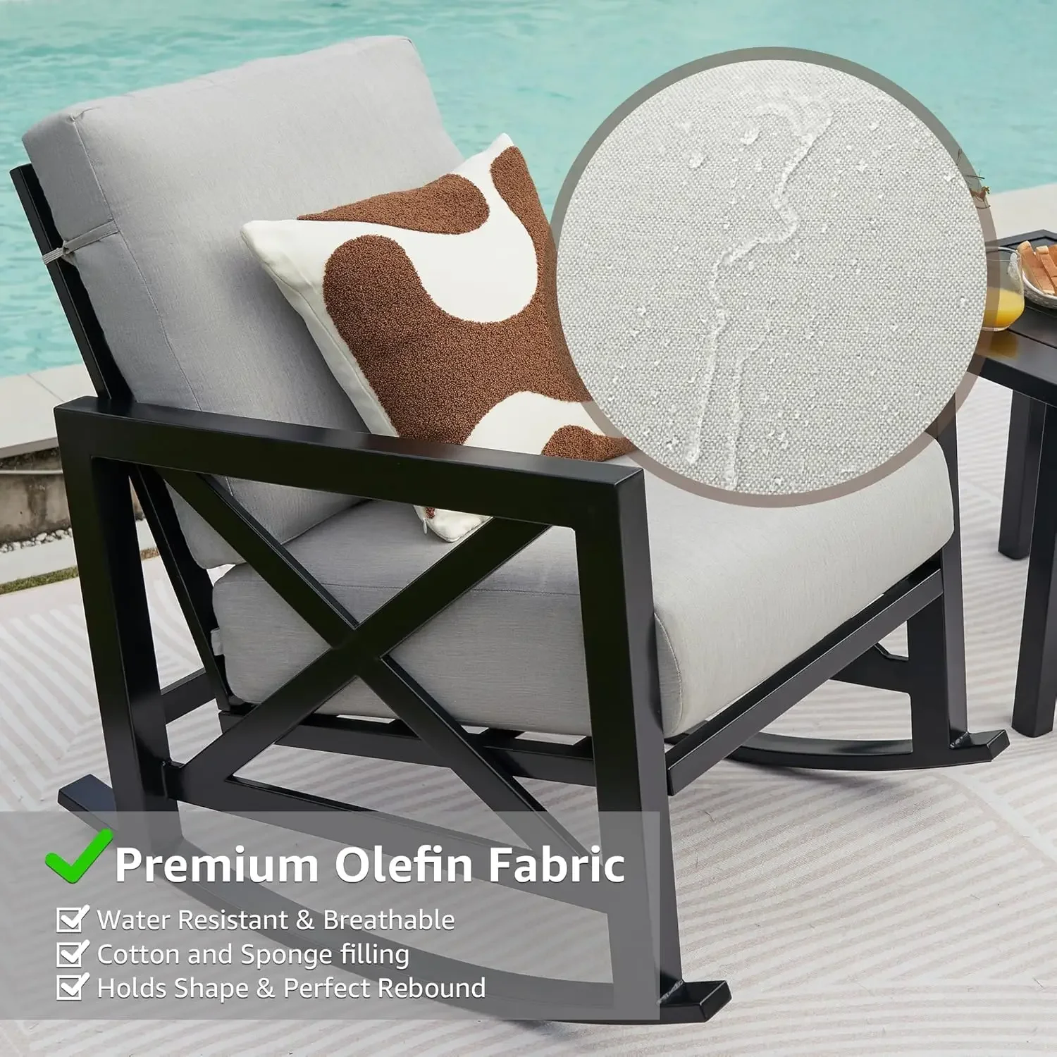 [Estoque limitado, compre agora! ]Conjunto de bistrô de balanço de pátio, conjunto de móveis de conversa ao ar livre de 3 peças com 2 balanços e 1 café de metal