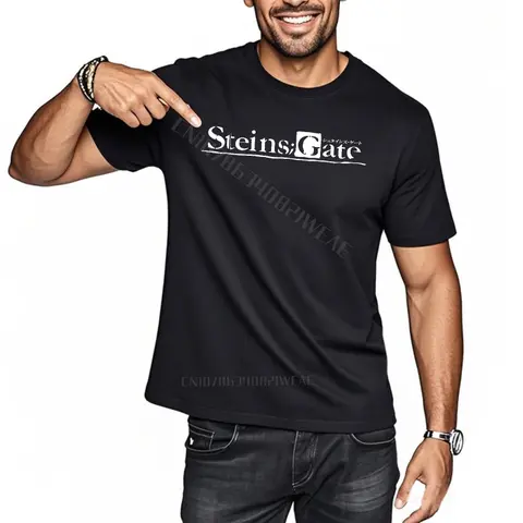 Tee-shirt Breathable Men's T-shirt Steins Gate Logo Printed Crew Neck Workout T-shirt Hip-hop Graphic Cheap T-shirt