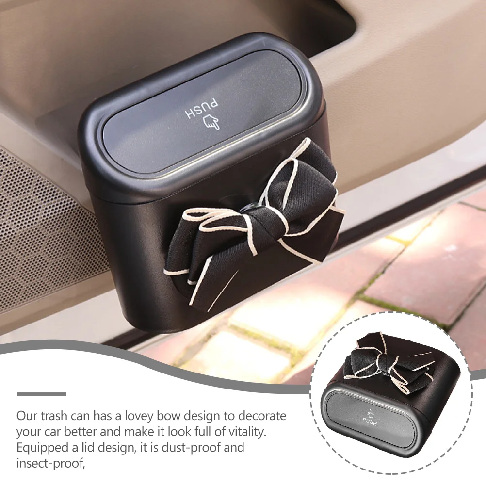 

Mini Car Trash Can Strong Capacity Automotive Garbage Bin with Seal Cover Portable Waste Container for Car Office Dorm Apartment