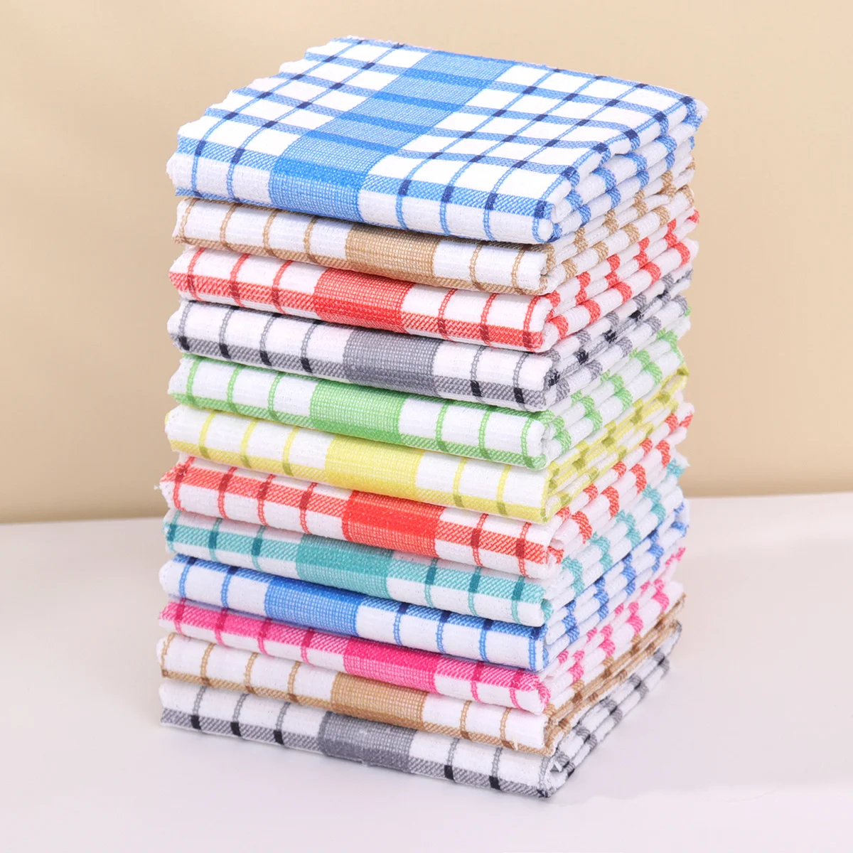 6pcs/12pcs Modern Printed Checkered Dish Towels, Scouring Pads, Kitchen Towels, Super Soft with Strong Absorbency Kitchen Towels