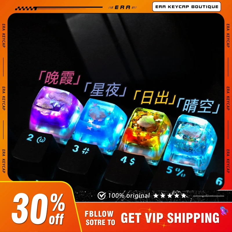 Era Resin Keycap Manual Mechanical Keyboard Translucent Cross Axis OEM R4 Height E-sports Gaming Keyboard Accessories Gift