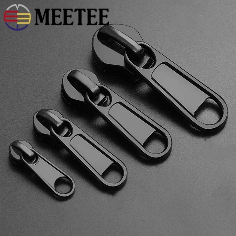 10Pcs 3# 5# 8# 10# Zipper Sliders for Nylon Zips Black Silver Zippers Slider Pull Luggage Zip Tape Puller Lock Head Accessories