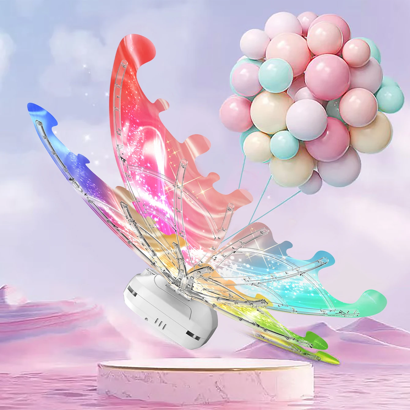 Farfalla luminosa ali elettriche musica ali di fata regalo di oggetti di scena angelo