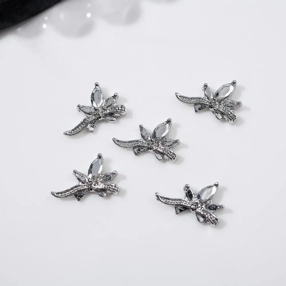 10pcs 3D Nail Art Decor Ribbon Bow Rhinestones Bow Shaped Nail Charms Metal Alloy Exquisite Manicure Decoration Diy Decoration