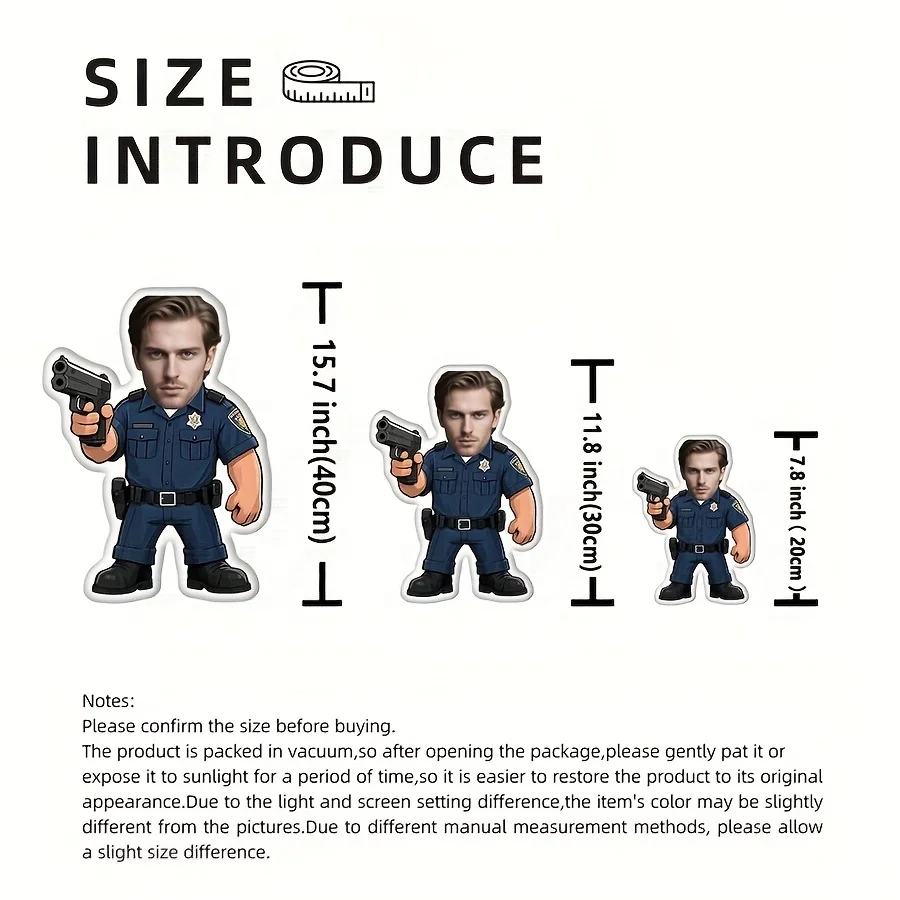 Police uniform style double-sided customizable design handsome face pillow