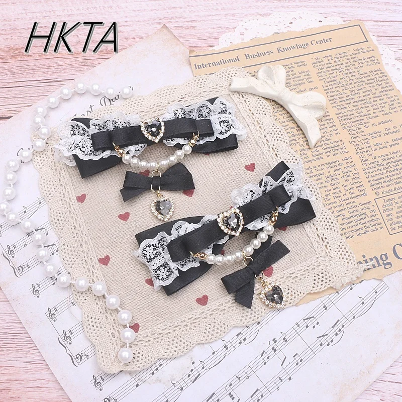 

Japanese Hairpin Sweet Mine Series Mass-produced Headgear Imported Lace Beaded Bow Clips Side Clip Handmade Hair Accessories