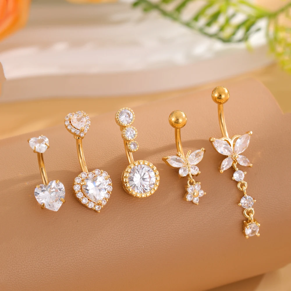 3-5pcs Mixed-Style Sets Dangle Belly Button Rings
