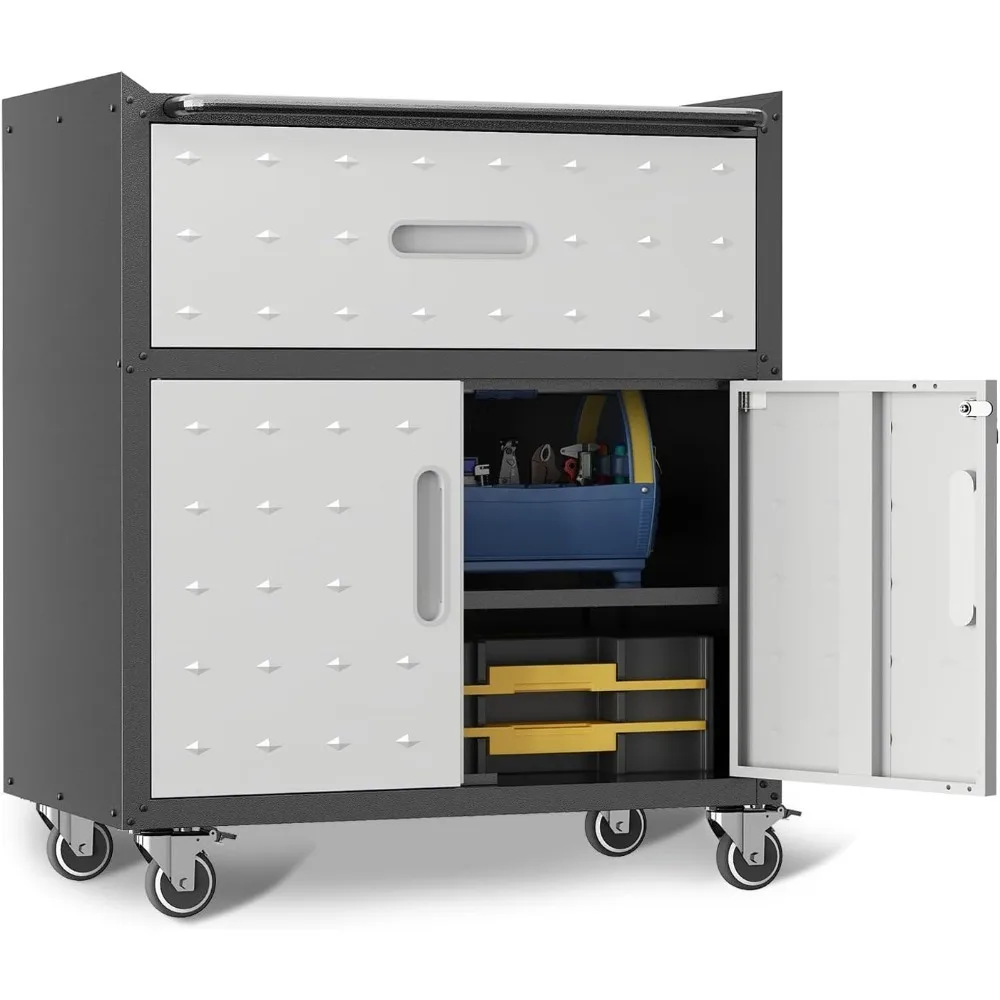 

Metal Garage Storage Cabinet with Wheels,Locking Rolling Tool Cabinet with Drawers and Shelves for Home, Office, Garage