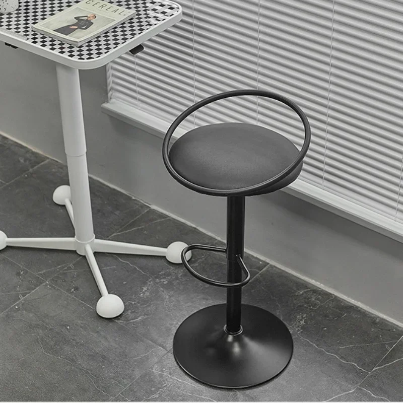 Nordic Modern Dining Chairs PU Sitting Face Bar Chair Lift Adjustment Counter Stools Iron Art Frame for Home Furniture