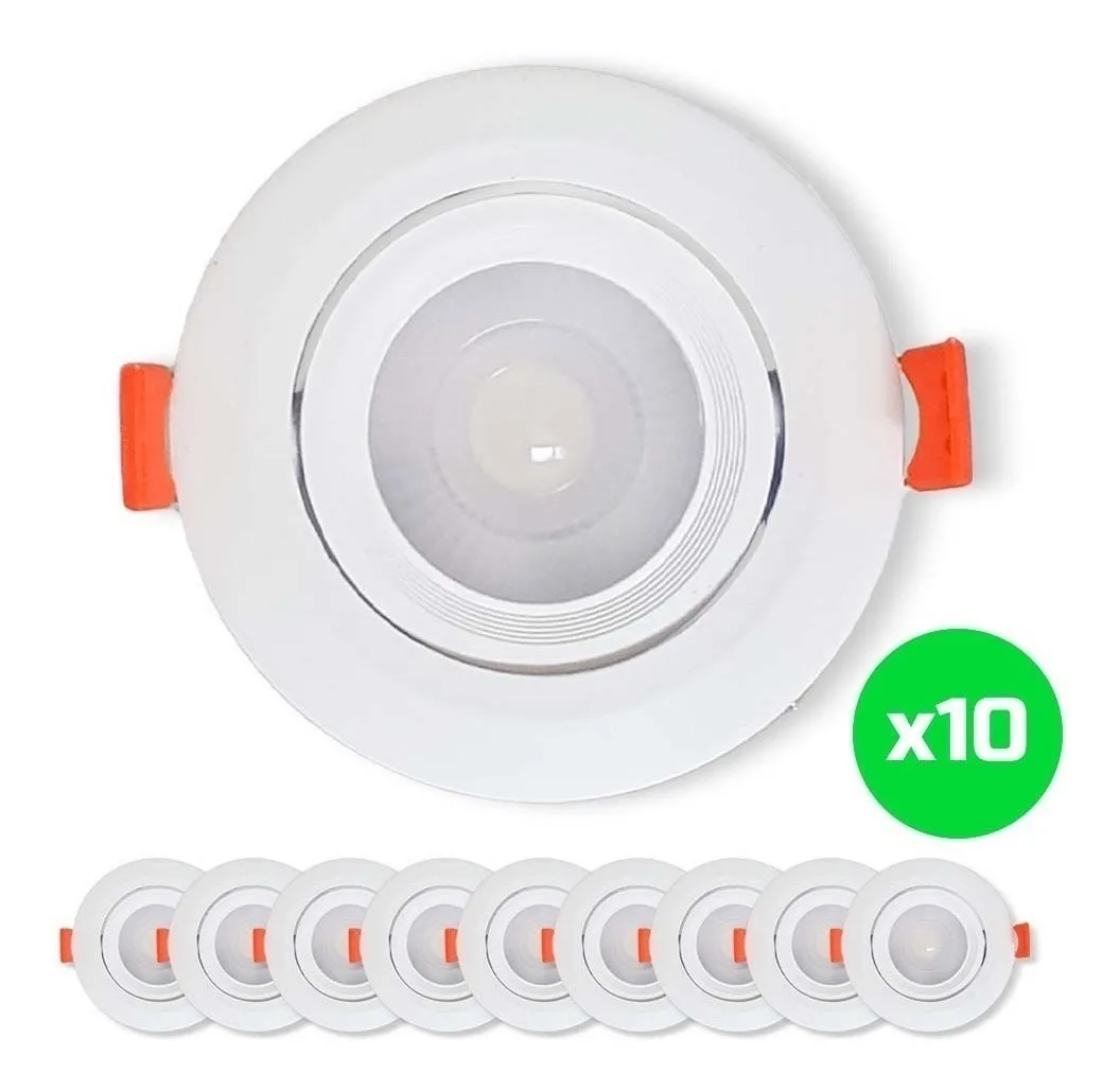 Kit 10 Spot Led Warm White Light 5W Interior Decoration 3000K