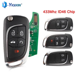 Yiqixin chave dobrável modificada para vauxhall opel astra j corsa e insignia zafira c karl mokka cascata adam 433mhz id46 chip remoto