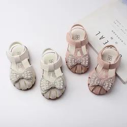 Sandals Summer 0-2 Year Old Infant/Toddler Shoe Non Slip Soft Sole Walking Shoe Pearl Princess Shoe Sandals for Girls Kids Shoes