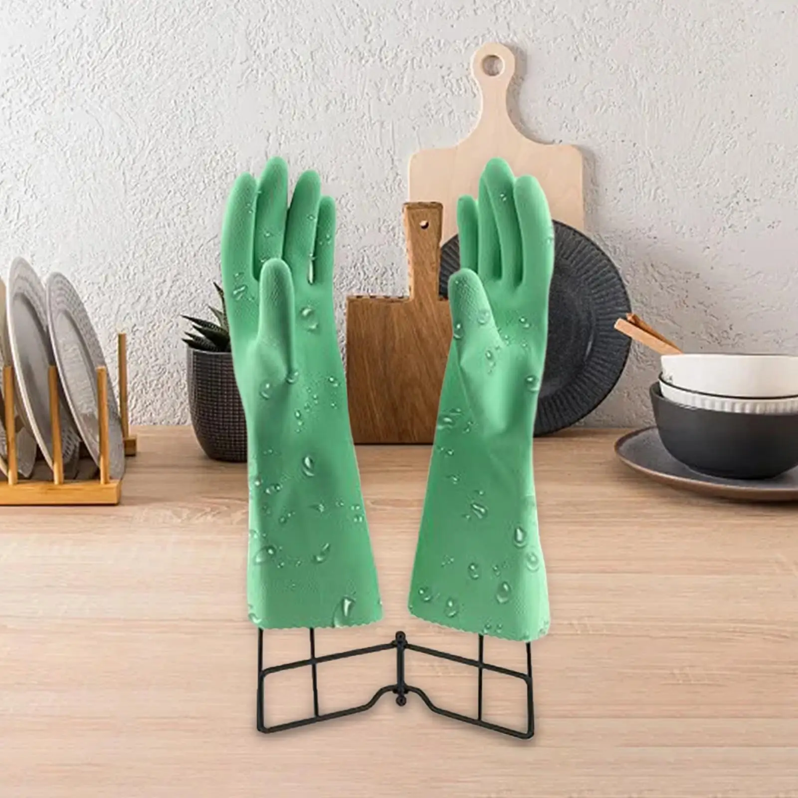 Kitchen Gloves Holder Dish Towel Drying Rack Folding, Reusable, Vertical Support, Metal Sink Hanger Stand Mitten Dryer