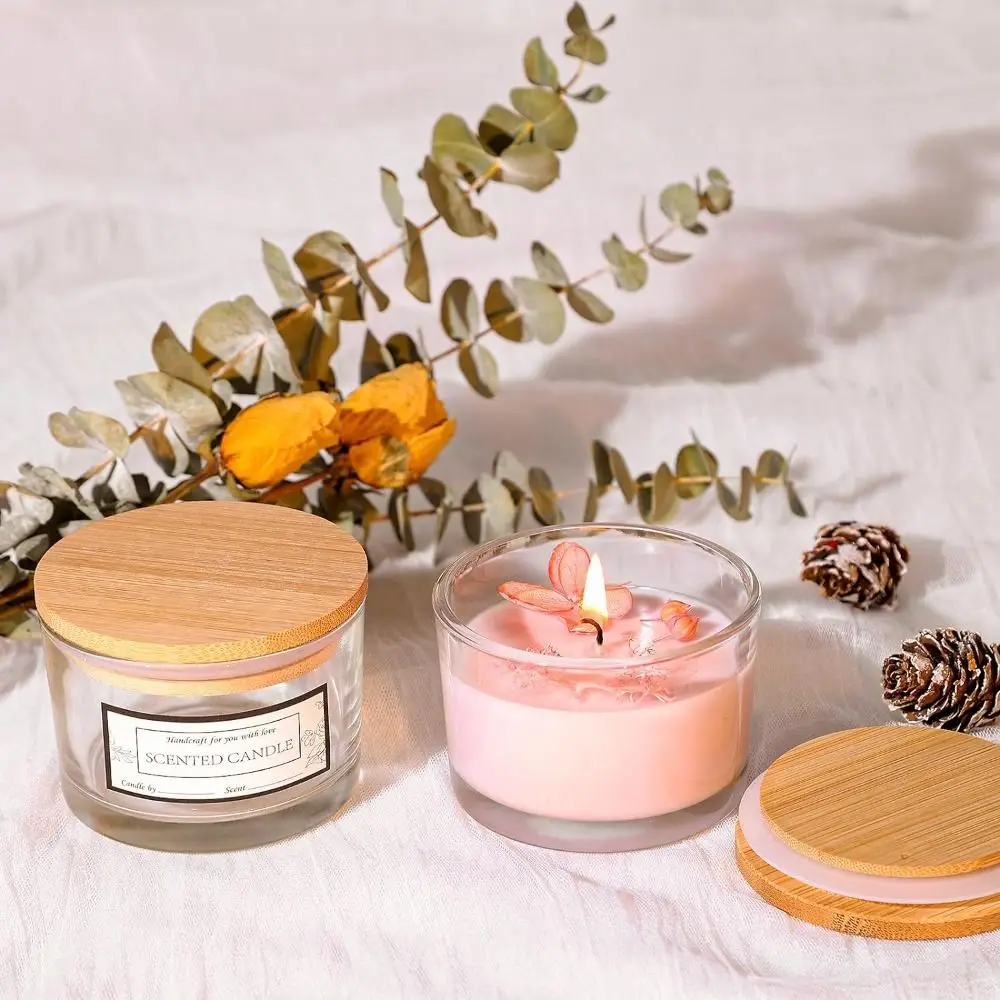 New Clear Glass Candle Jars Transparent Small Empty Candle Containers Glass Crafts Wide Mouth Glass Aromatherapy Tray