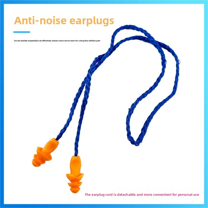Reusable Noise Reduction Earplugs with Detachable Cord Soft Silicone Hearing Protection Ear Plugs for Sleep Work Travel