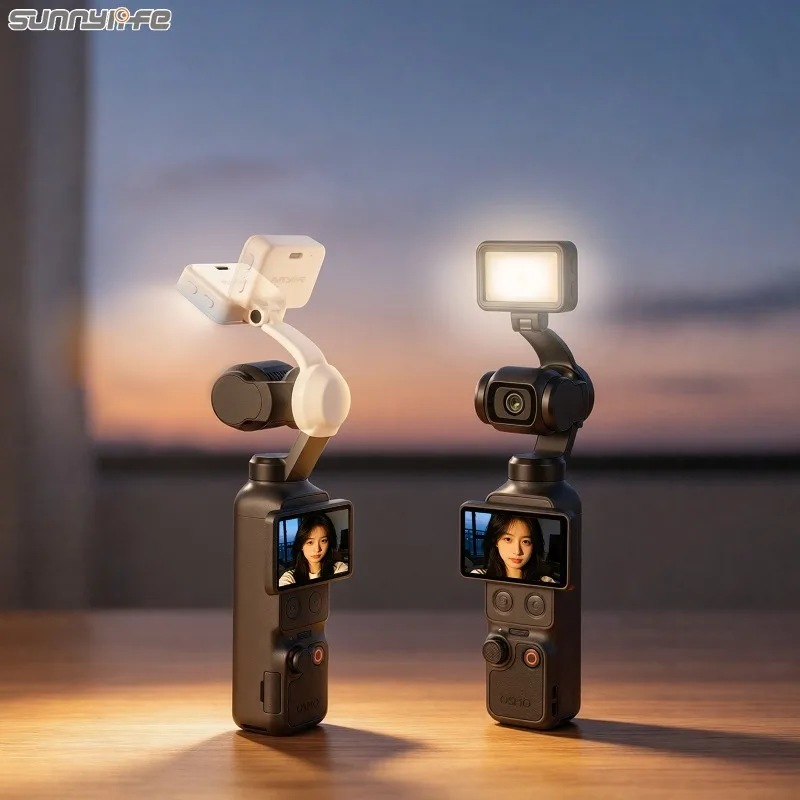 Magnetic Mini Fill Light for DJI Osmo Pocket 4 Video Light with 3 Level Brightness Adjustable for Vlog Live-Stream