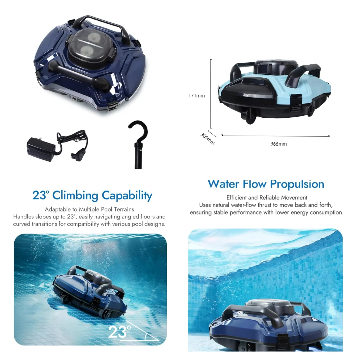 Lewol Automatic Portable Robotic Pool Vacuum Cleaner – High Quality & High Efficiency Swimming Pool Cleaning