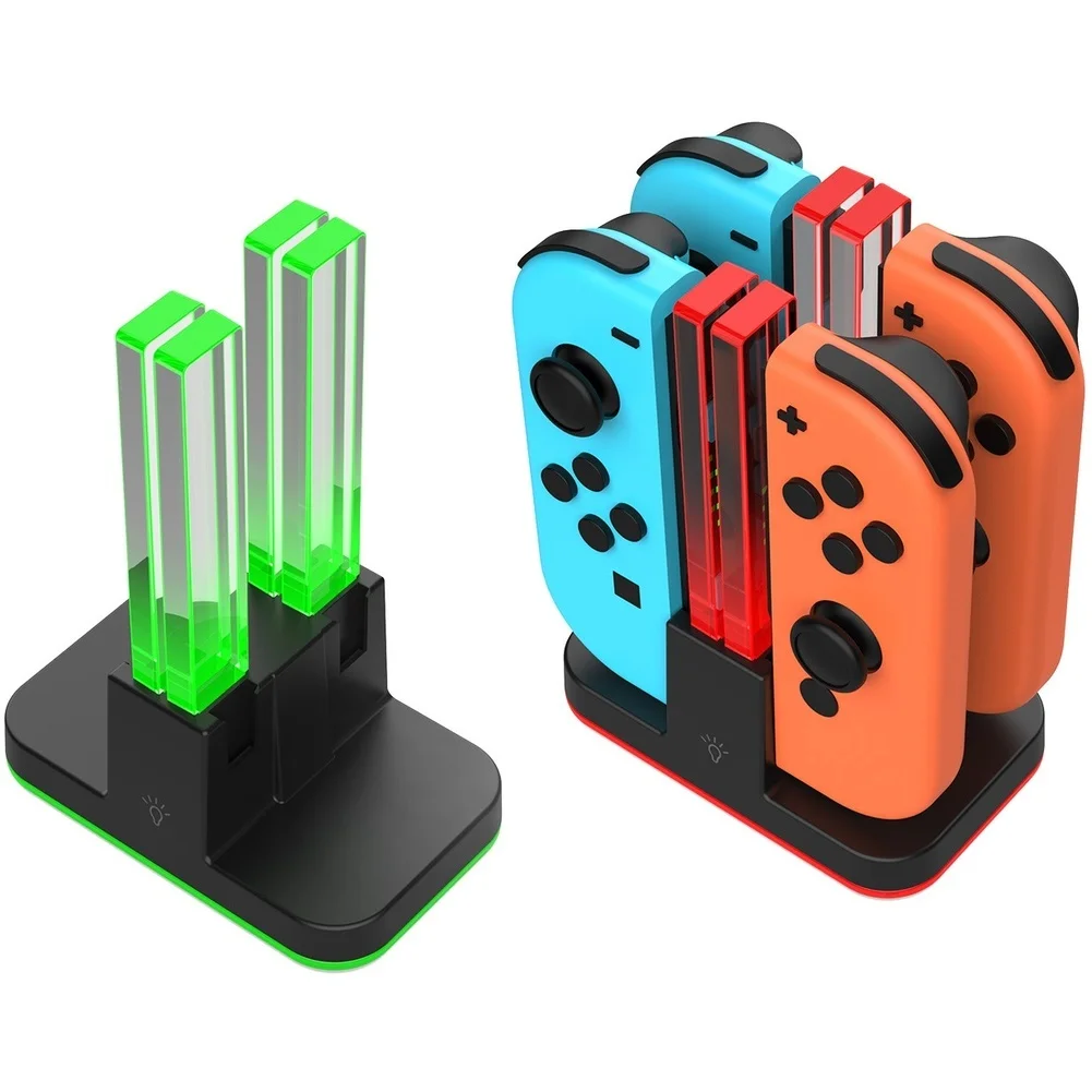 AU47-4 in 1 LED Charger Stand Dock Station Indicater for NS Switch for Joy-Con Controller Stand Holder Charging Dock Station