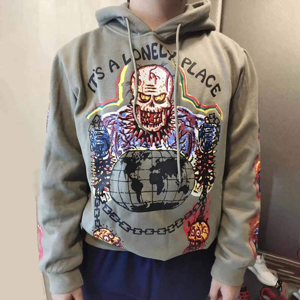 Mens Creative Sweatshirt Ins Style Internet Celebrity Album Autumn And Winter Skull Palace Hoodie Hip Hop Graffiti Sweatshirt