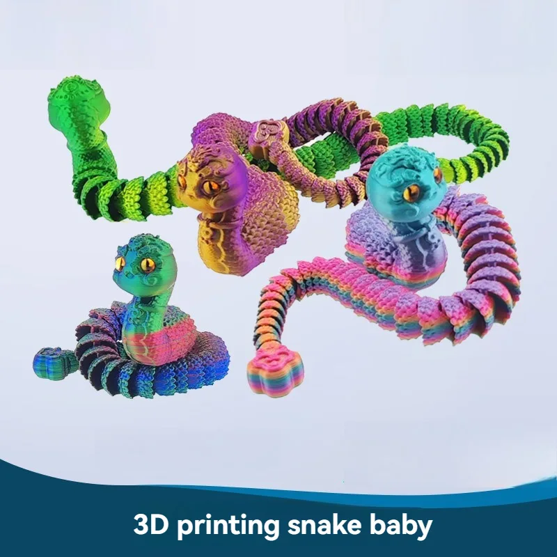 3d Gradient Printed Animal Snake, Multi-color Flexible Articulated Simulate Snake Baby Eco-friendly Household Desktop Ornaments