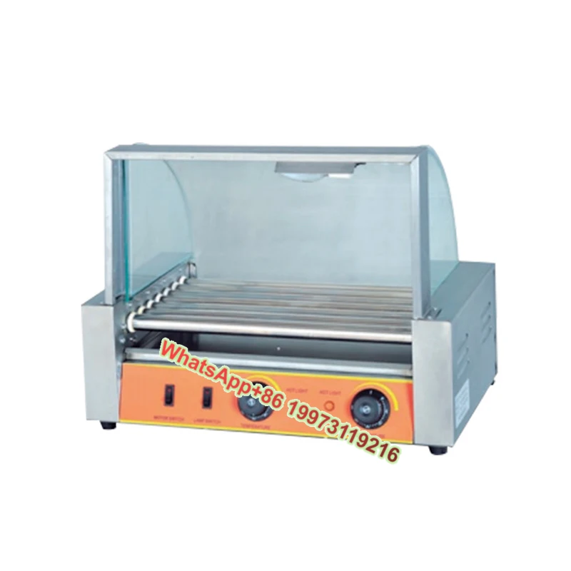 

Commercial Electric Stainless Steel Sausage Roaster Machine Hot Dog Cooker with Bun Warmer Hot Dog Roller Grill Snack Machine