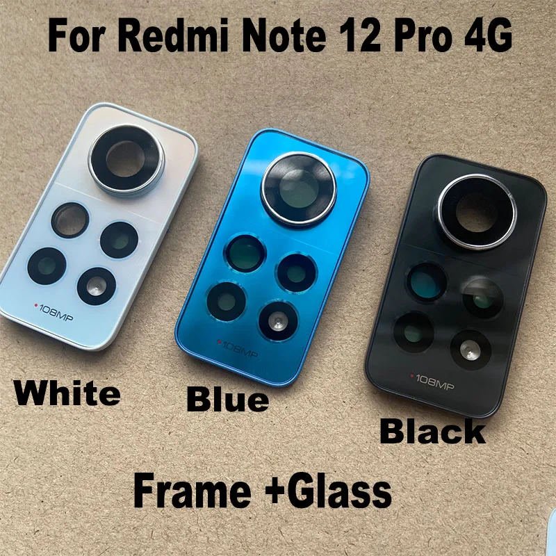 New For Xiaomi Redmi Note 12 Pro 4G Back Camera Glass Rear Camera Glass Lens With Frame Replacement  2209116AG