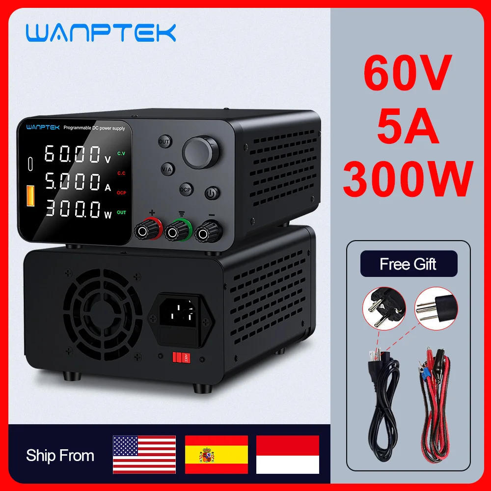 Wanptek Verstelbare DC Voeding 30V 10A LED Lab Bench Stroombron Gestabiliseerde Schakelaar Voeding Spanningsregelaar 60V 5A