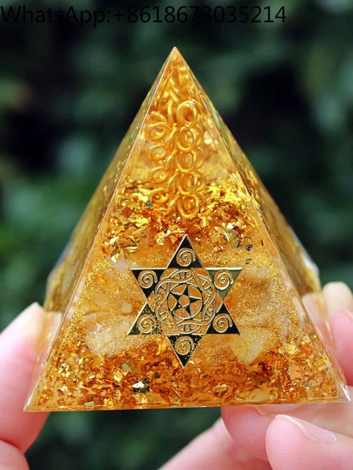 

Hot selling crystal crushed stone pyramid home resin drip coil handicrafts office desktop ornaments