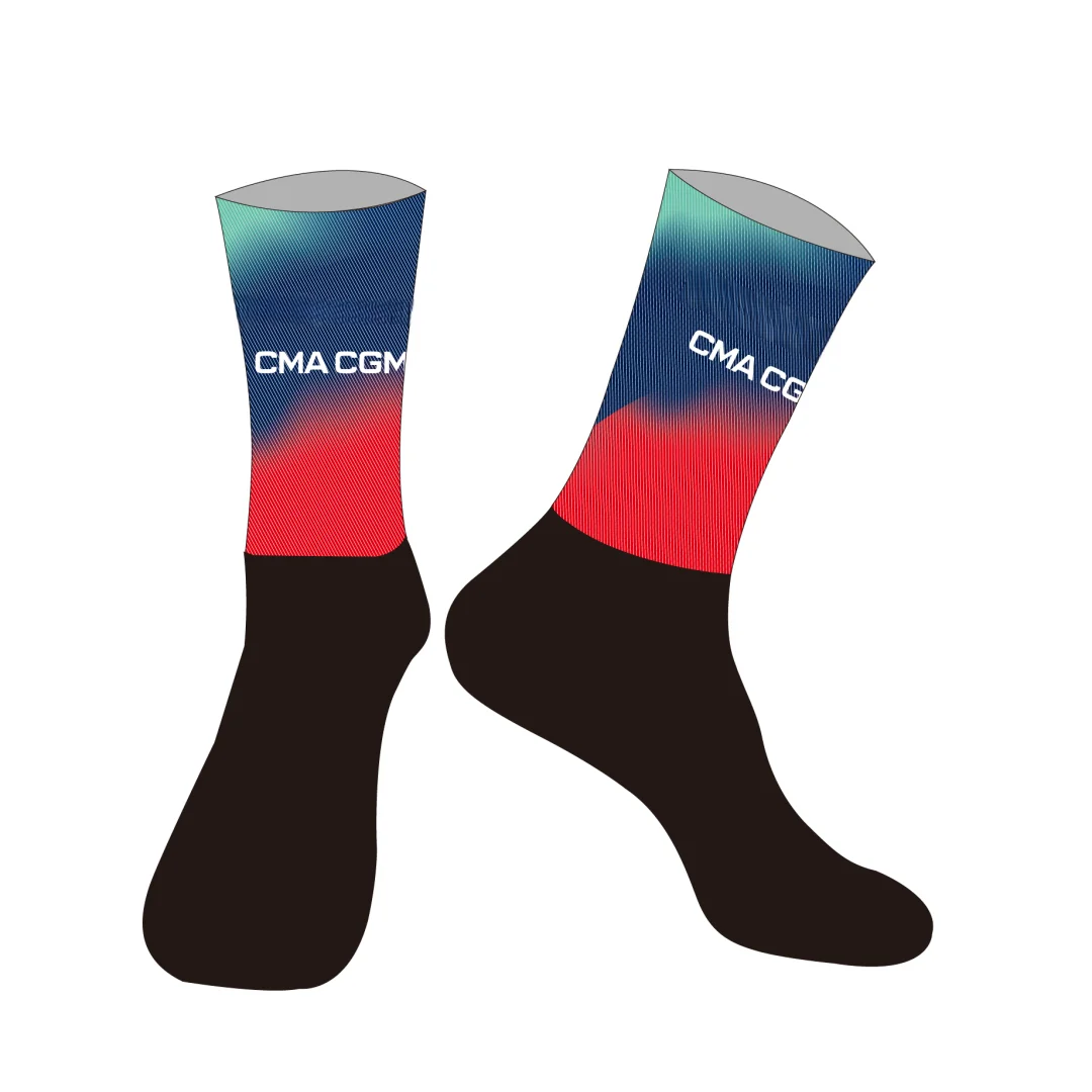 

LASER CUT ONE PAIR 2026 AG2R CMA CGM TEAM Cycling Socks Antislip Bike Bicycle Racing MITI Breathable Men and Women