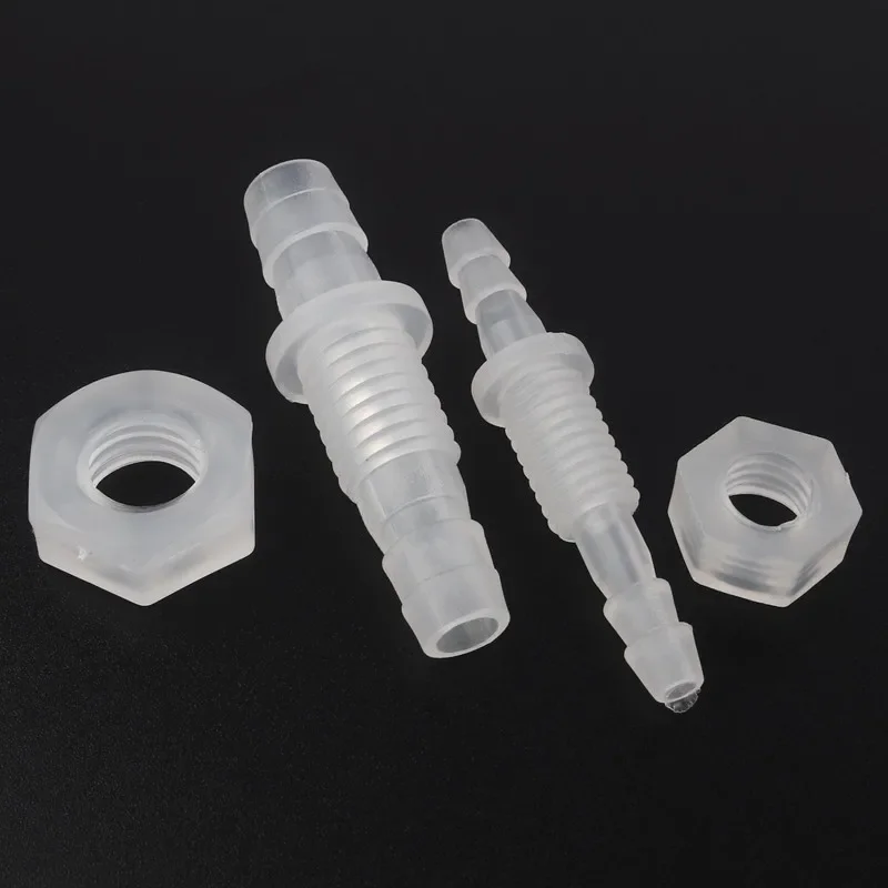 5 pieces per set 3 to 8 millimeter metric thread sizes M6 through M10 polypropylene hexagonal nuts straight type air hose coupli