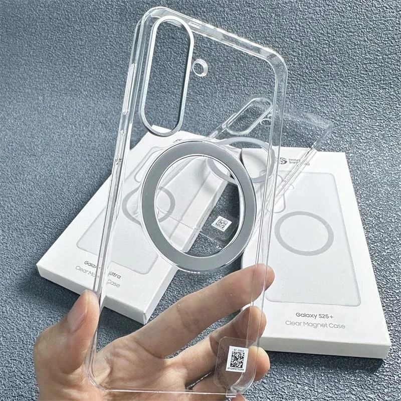 Clear Transparent Magnet Case For Samsung Galaxy S25 S25+ S25Ultra Plus Slim Hybrid Hard Crystal PC Origial Matel Cover MagSafe - náhled 5