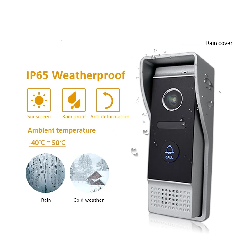 Wired Apartamento Porta Video Intercom com Registro, Acesso de Entrada, 2 Monitor e 2 Campainha, 7"