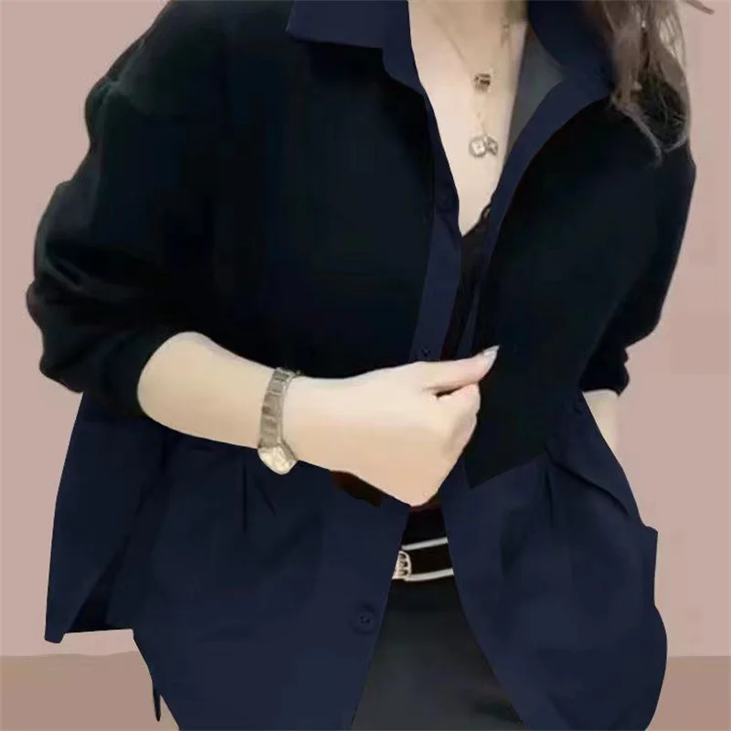 2024 Women Splicing Loose Fitting Jacket Spring Female Leisure Outerwear Ladies New Top Grade Fashion Long Sleeved Tops Coat