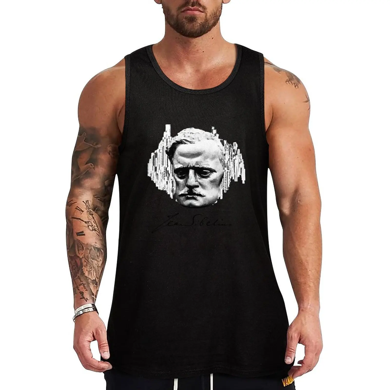 Jean Sibelius B/W - Tank Top Simple Solid Tank Top Sleeveless Casual Daily Shirt