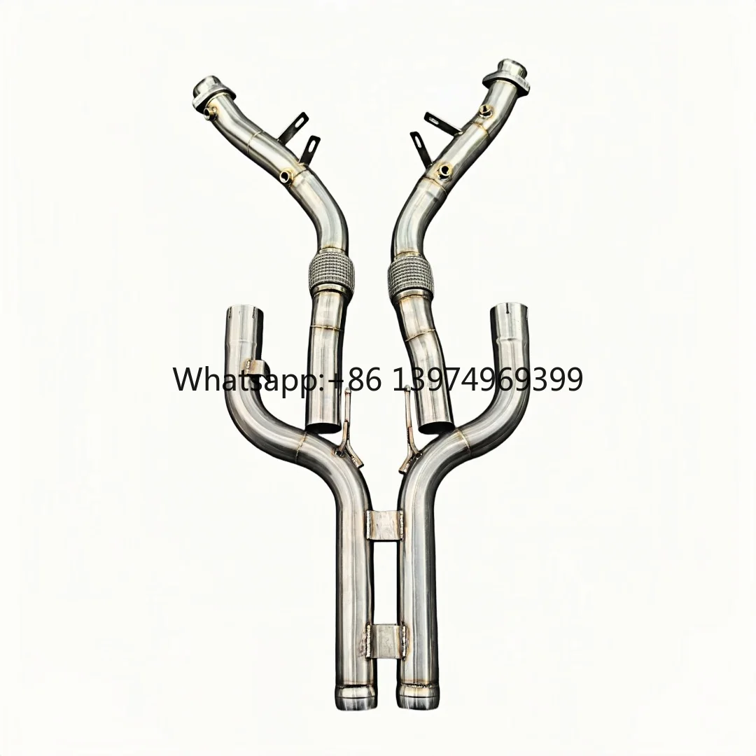 For DEX Stainless Steel With Heat Shiled High Flow Exhaust Downpipe for 2015-2020  Mercedes-Benz S63 AMG W222 M157 5.5T