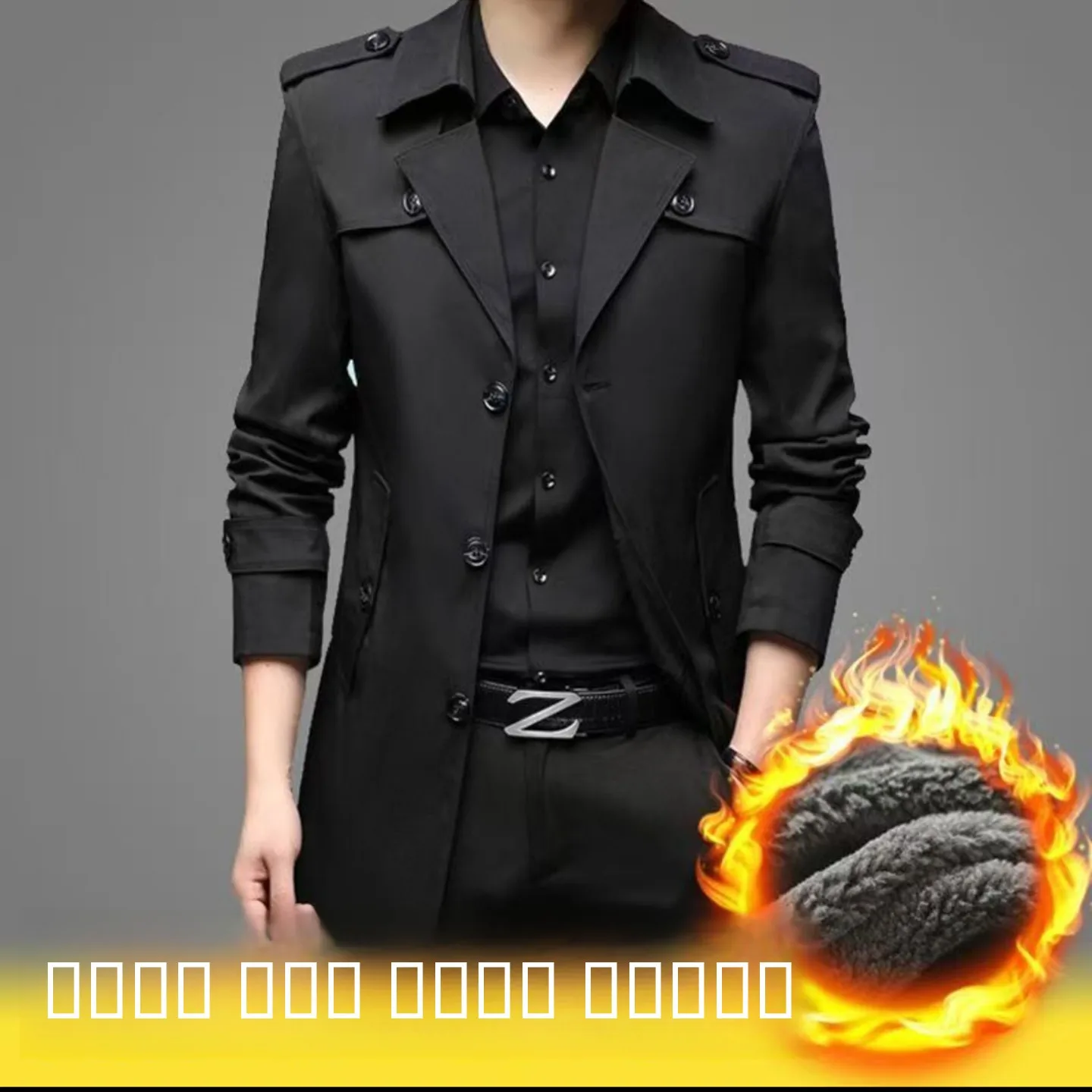 

Мужское повседневное длинное пальто-ветровка в городском стиле, водонепроницаемое, из полиэстера, с флисовой подкладкой, средней длины, с отложным воротником