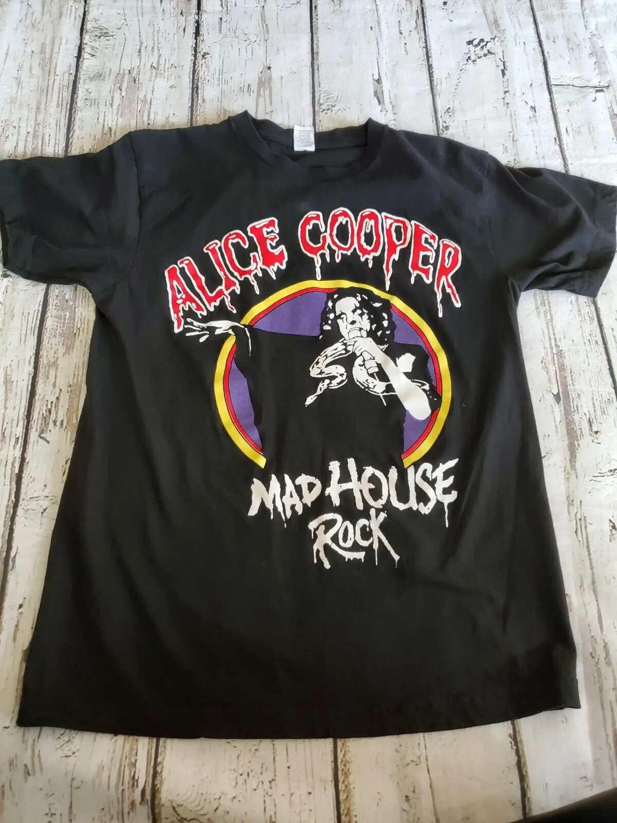 T-shirt unisexe Alice Cooper, tee-shirt Mad House Rock Medium