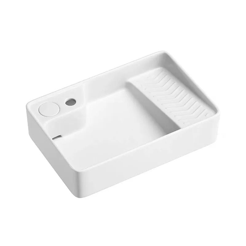 

L Боковая раковина для стартового стола с натирающей доской, раковина для стирки, балконная керамическая раковина для стирального стола