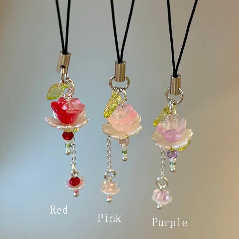 Handmade Lotus Phone Charm Jellyfish Y2K Aesthetic Keychain 2024